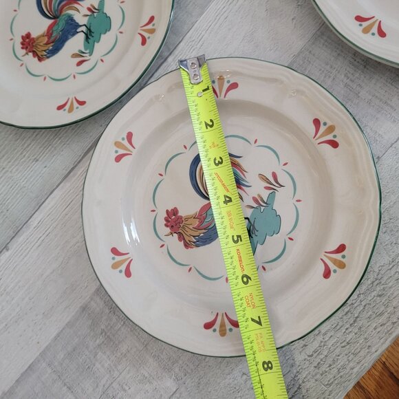 Set Of 4 Gibson Rooster Design Salad Plates 8" Ceramic Vintage Multicolor - Picture 7 of 7